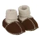 Preview: Warme Babyschuhe aus Lammfell für kleine Babyfüße in braun