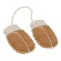 Preview: Baby Lammfell Handschuhe mit Strickbund und Kordel aus echtem Lammfell