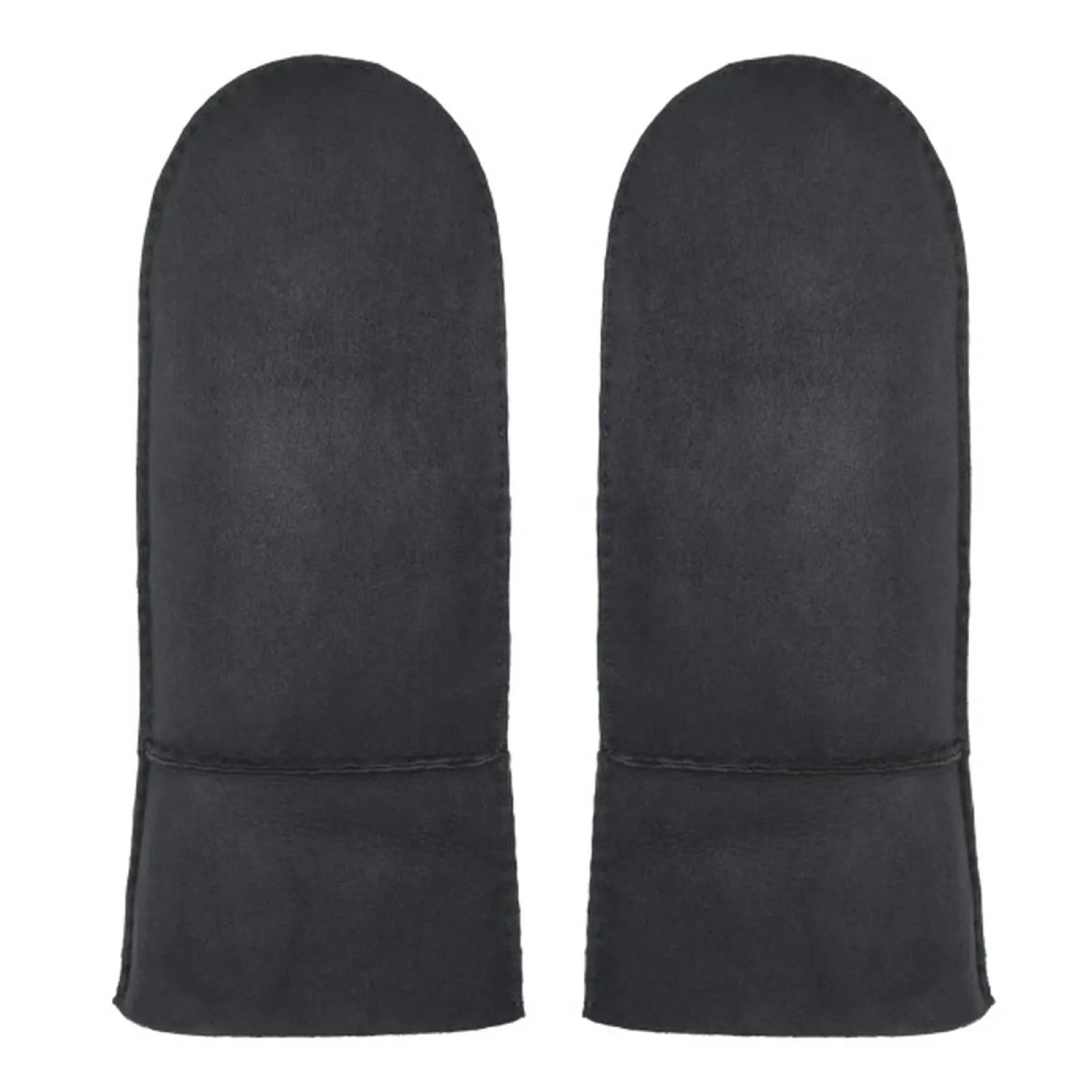 Lammfell Fäustlinge Alpen – Warme Merino Fausthandschuhe aus Velourleder grau