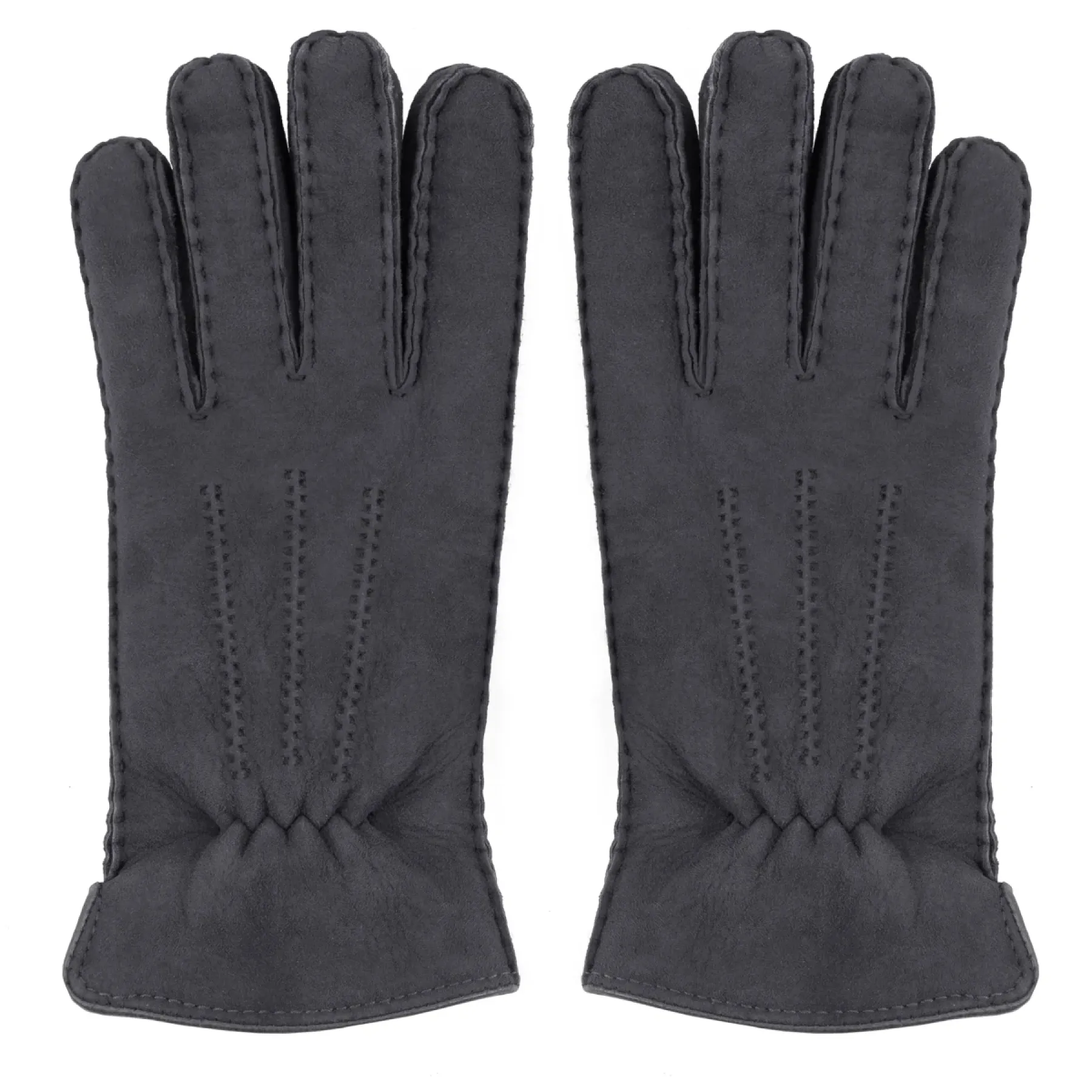 Lammfell Fingerhandschuhe Damen Luxus – Handgenäht aus Merino Velourleder grau