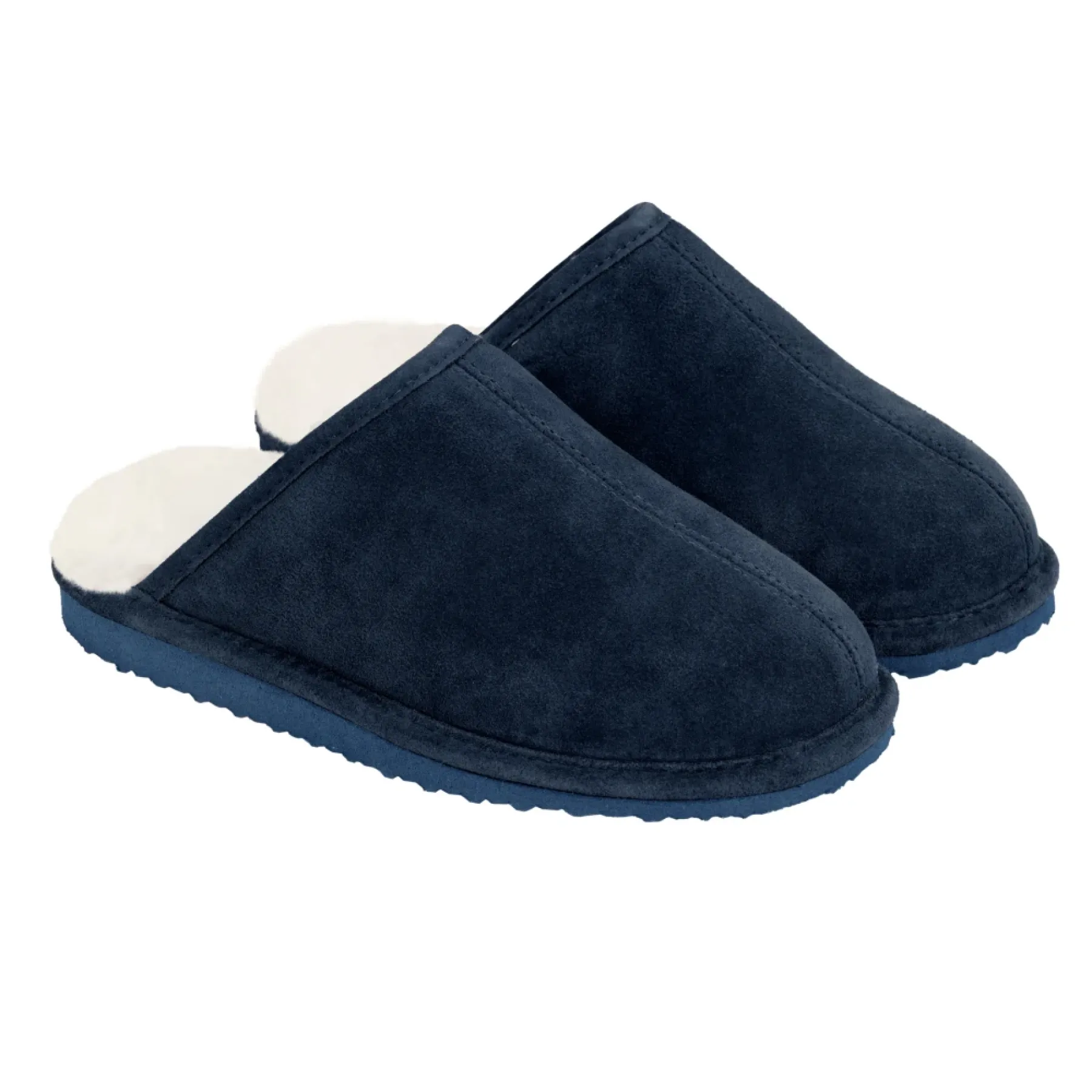 Pantoffeln aus Schafsfell mit offener Ferse und Keilsohle, aus Merino-Lammfell