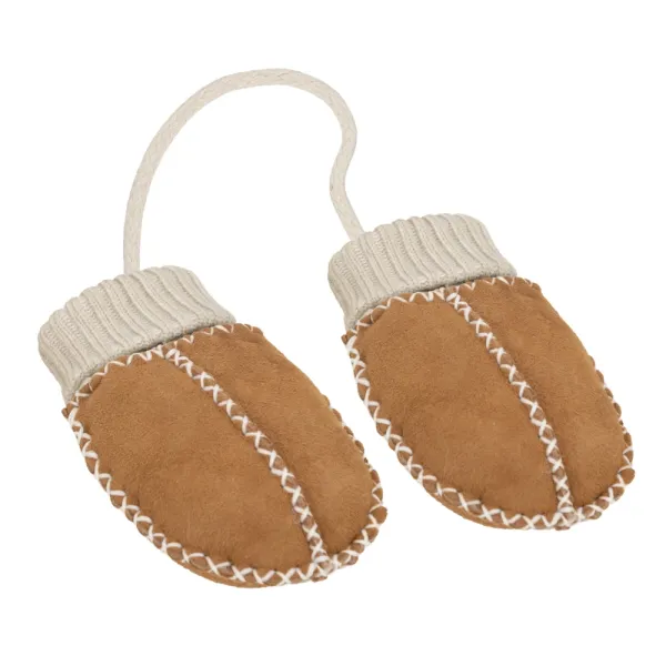 Baby Lammfell Handschuhe mit Strickbund und Kordel aus echtem Lammfell