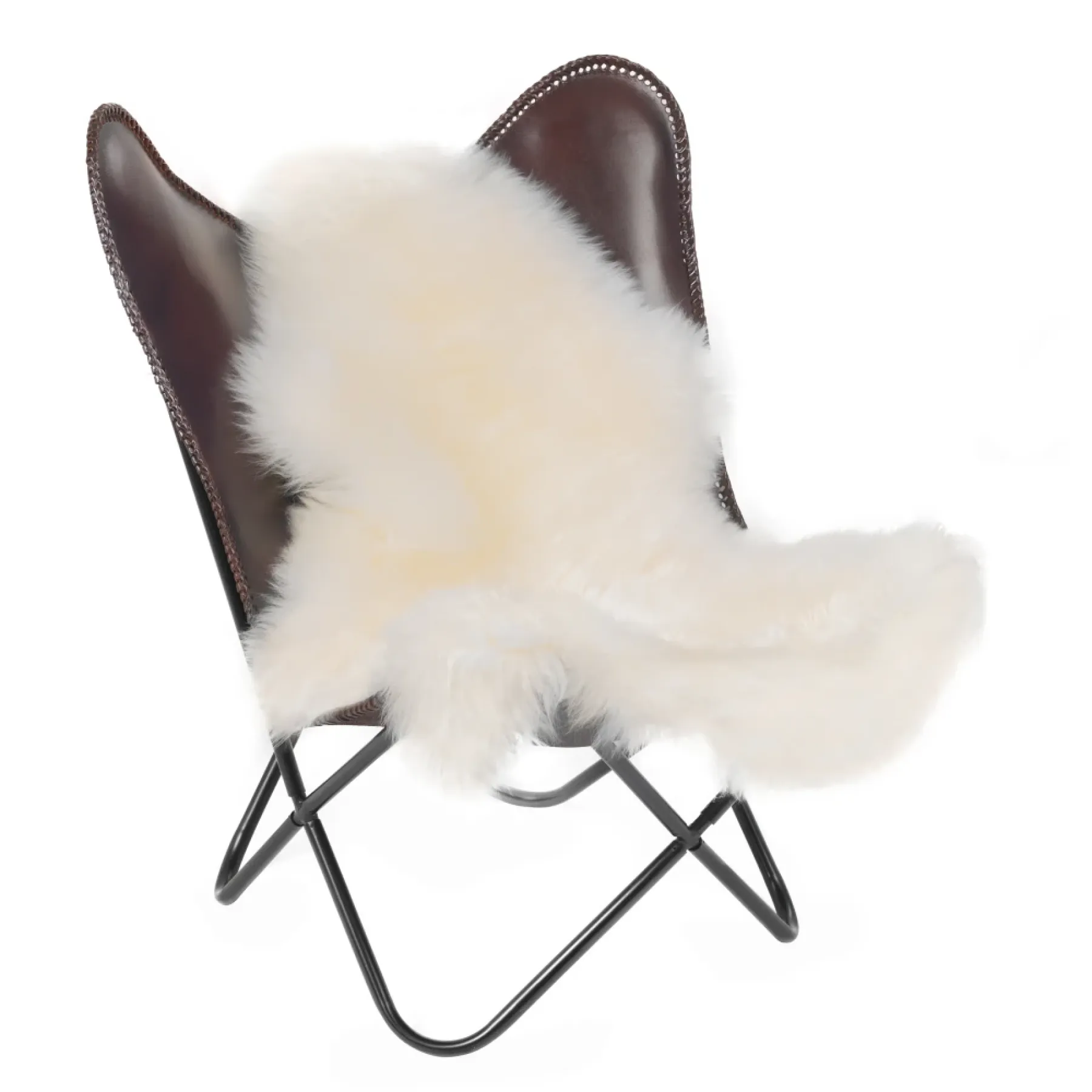 Weiss Langwolliges Premium Lammfell aus weicher Merino Wolle