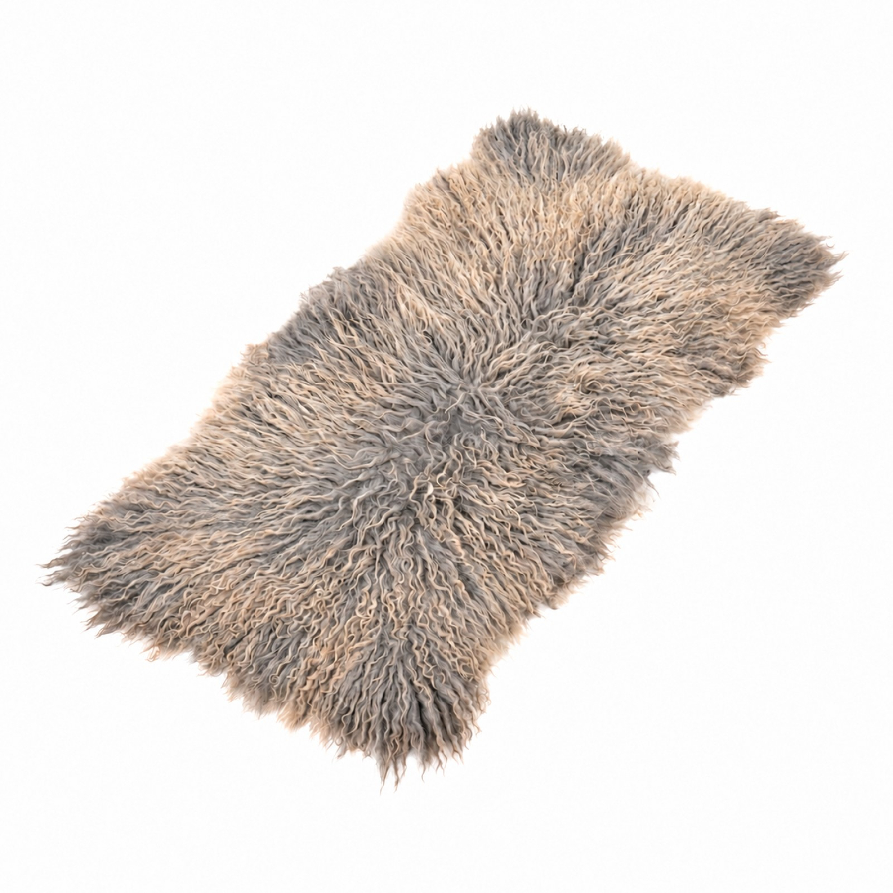 Tibet Lammfell Vorleger grau-beige
